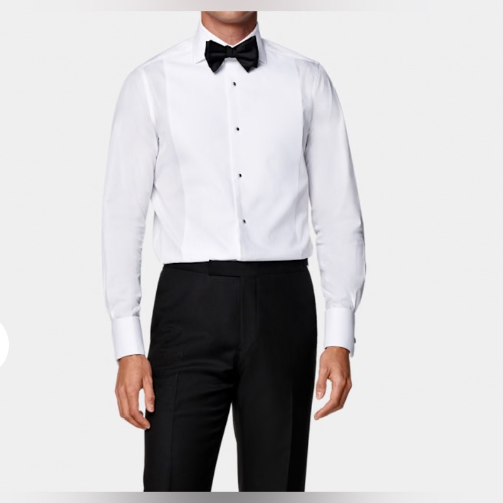 Suitsupply White Dress Shirt with Black Accents